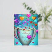 バレンタインデーが詰まったハートカップ ポストカード (スタンド正面)