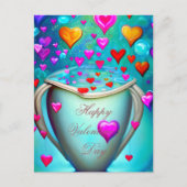 バレンタインデーが詰まったハートカップ ポストカード (正面)