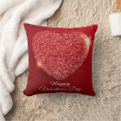 バレンタインデーきらめくハート赤 クッション (ブランケット)