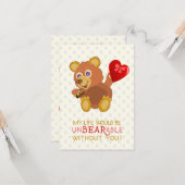 バレンタインデーくまのおもしろいな子供の学校の教室 カード (正面/裏面インサイチュ)