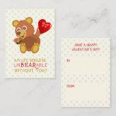 バレンタインデーくまのおもしろいな子供の学校の教室 ノートカード (正面/裏面)