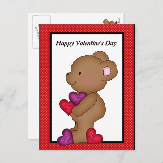 バレンタインデーくまの郵便はがき シーズンポストカード (正面/裏面)