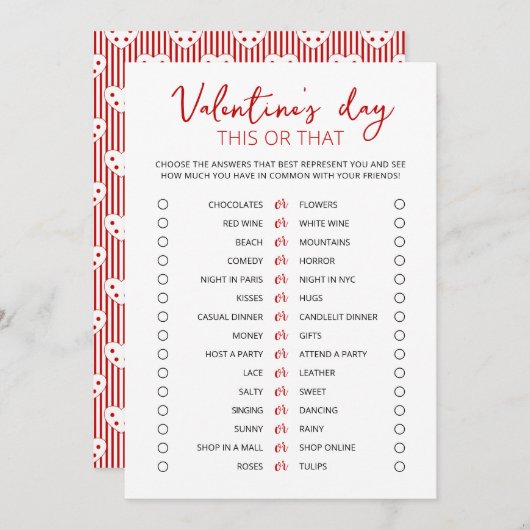 バレンタインデーこのゲームまたはそのゲーム編集可能カード 招待状 (正面/裏面)