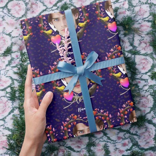 バレンタインデーとカナリバード ラッピングペーパー