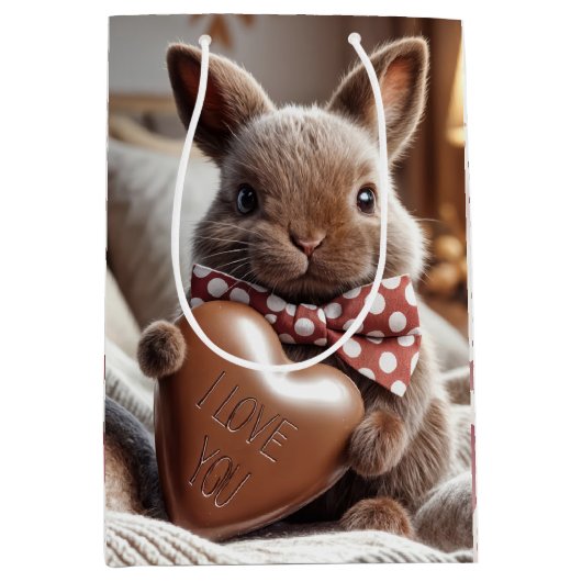 バレンタインデーとチョコレートハート ミディアムペーパーバッグ (正面)