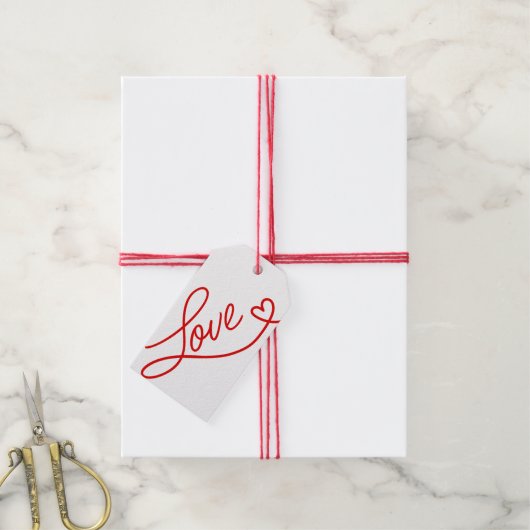 バレンタインデーとハートを愛する書道 ギフトタグ (より糸付き)