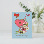 バレンタインデーとハート花はがき シーズンポストカード (スタンド正面)