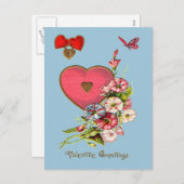 バレンタインデーとハート花はがき シーズンポストカード (正面/裏面)