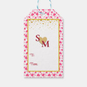 バレンタインデーとレッドイニシャルと金ゴールドハートギ ギフトタグ (裏面)