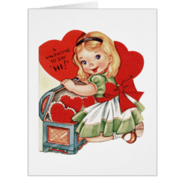 バレンタインデーと小さな女の子ビッググリーティングカード