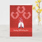 バレンタインデーと格言とハート（赤） カード (黄色い花)