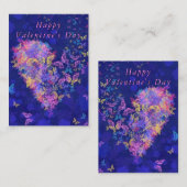 バレンタインデーと蝶のハート ノートカード (正面/裏面)