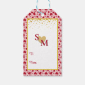 バレンタインデーと赤いイニシャルと金ゴールドハート ギフトタグ (裏面)