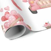 バレンタインデーにかわいいフクロウズピンクハート ラッピングペーパー (ロールコーナー)