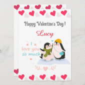 バレンタインデーにかわいいペンギンのカップル シーズンカード (正面/裏面)