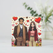 バレンタインデーにかわいいミックスカップル シーズンカード (スタンド正面)