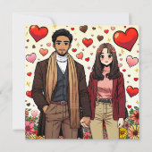 バレンタインデーにかわいいミックスカップル シーズンカード (正面)
