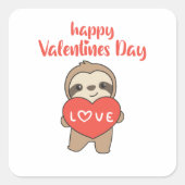 バレンタインデーにかわいい動物とハート スクエアシール (正面)