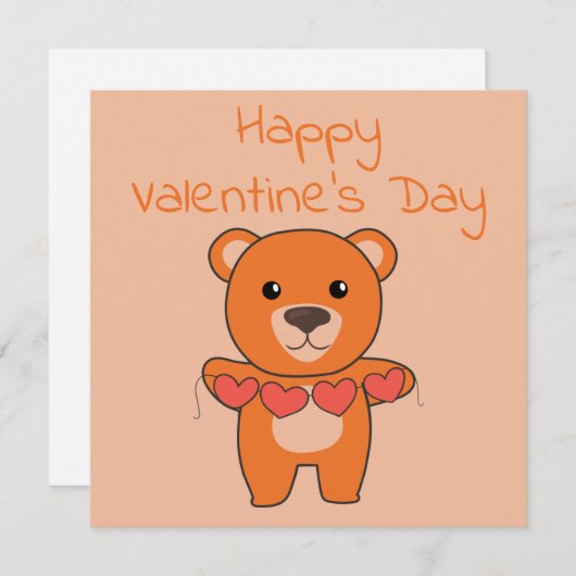 バレンタインデーにかわいい動物をハートで シーズンカード (正面/裏面)