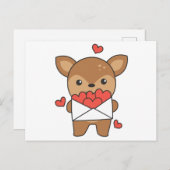 バレンタインデーにかわいい動物ハート ポストカード (正面/裏面)