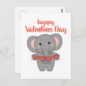 バレンタインデーにかわいい動物 ポストカード (正面/裏面)