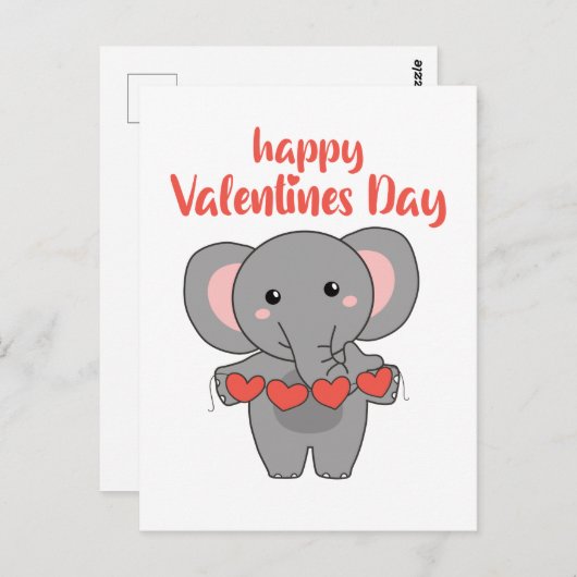 バレンタインデーにかわいい動物 ポストカード (正面/裏面)