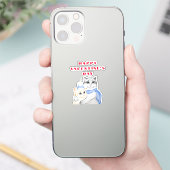 バレンタインデーにかわいい水色の猫 シール (スマートフォン)