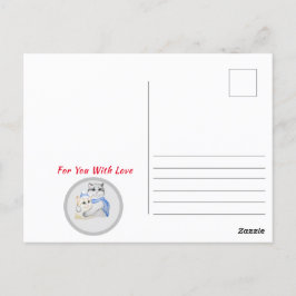 バレンタインデーにかわいい水色の猫 ポストカード