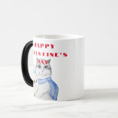 バレンタインデーにかわいい水色の猫 モーフィングマグカップ (正面左)