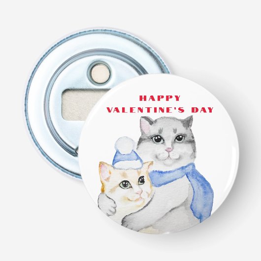 バレンタインデーにかわいい水色の猫 栓抜き (正面)