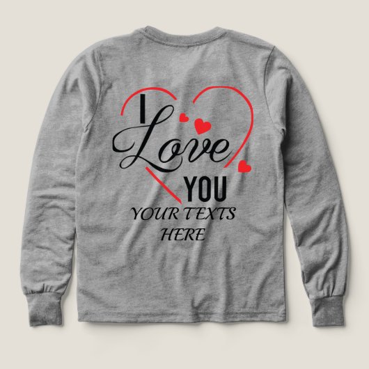 バレンタインデーにぴったりなハートのグラフィックが入った"I Love You"のテキスト (デザイン背面)