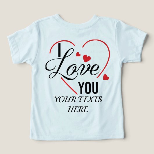バレンタインデーにぴったりなハートのグラフィックが入った"I Love You"のテキスト (デザイン裏面)