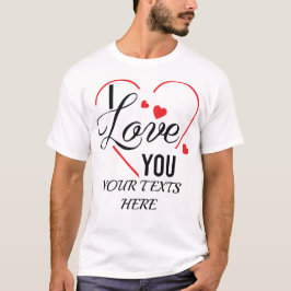 バレンタインデーにぴったりなハートのグラフィックが入った"I Love You"のテキスト Tシャツ