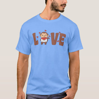 バレンタインデーにぴったりな猿 かわいい動物 愛をこめて友達へ Tシャツ