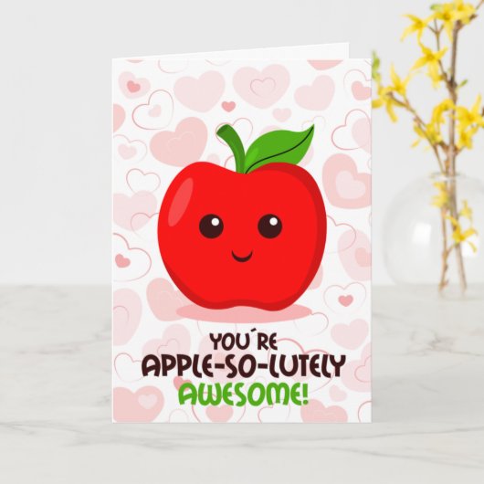 バレンタインデーにぴったりな素敵なあなた！（直訳：あなたはリンゴのように絶対に素晴らしい、バレンタイ カード (黄色い花)