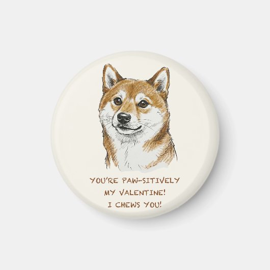 バレンタインデーにぴったりな「I Chews You」柴犬アート マグネット (正面)