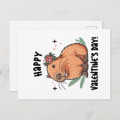 バレンタインデーにキャピバラの愛を送る ポストカード (正面/裏面)