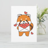 バレンタインデーにキュートなレッドパンダ ハート シーズンカード (スタンド正面)