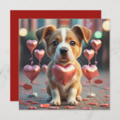 バレンタインデーにキュートな子犬 シーズンカード (正面/裏面)