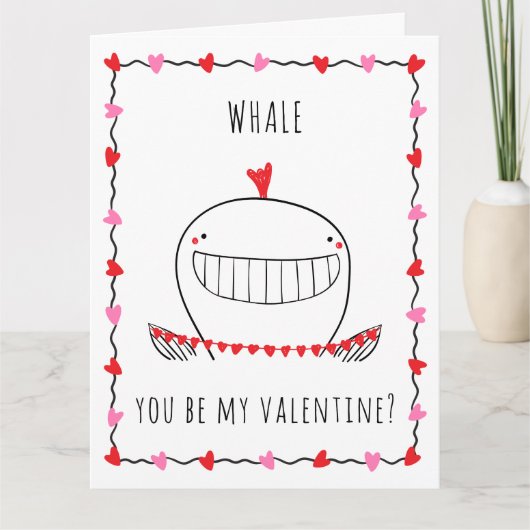 バレンタインデーにクジラがあなたの恋人 Funny Valentine's Day カード (正面)
