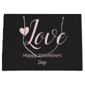 バレンタインデーにグレーピンクがハッピー ラージペーパーバッグ (正面)