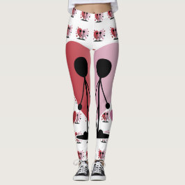 バレンタインデーにステッキのフィギュアが手に レギンス