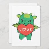 バレンタインデーにドラゴン かわいい動物 ハート ホーリ シーズンカード (正面/裏面)