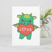 バレンタインデーにドラゴン かわいい動物 ハート ホーリ シーズンカード (スタンド正面)