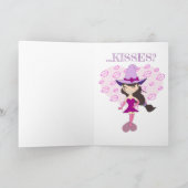 バレンタインデーにハートとキスを持つ魔女 カード (内部)
