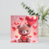 バレンタインデーにハートを持つクマ シーズンカード (スタンド正面)