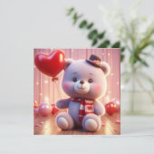 バレンタインデーにハートを持つクマ シーズンカード (スタンド正面)