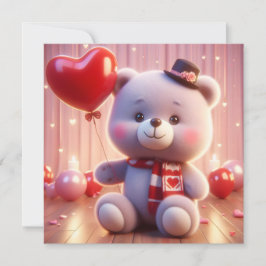 バレンタインデーにハートを持つクマ シーズンカード