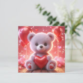 バレンタインデーにハートを持つクマ シーズンカード (スタンド正面)