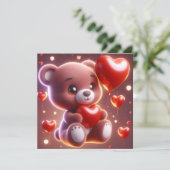 バレンタインデーにハートを持つクマ シーズンカード (スタンド正面)